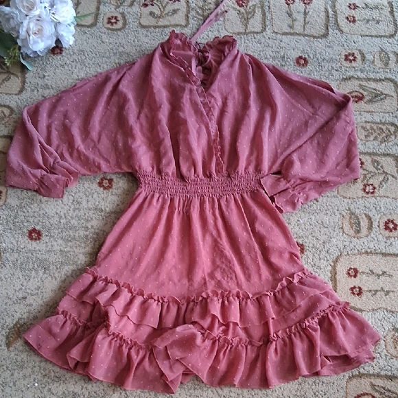 Altar'd State Dresses & Skirts - Altar'd State Dusty Rose Ruffled Dress
